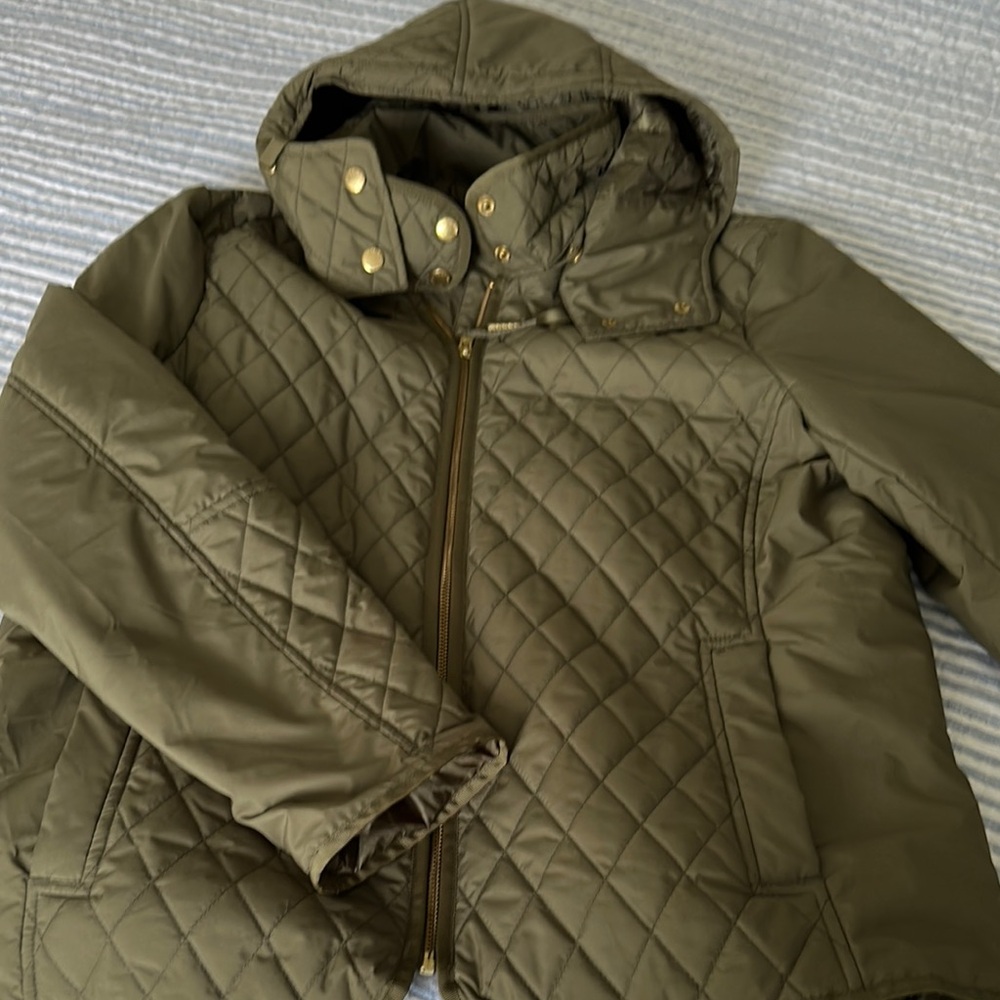 Quilted Olive Green Hooded Jacket